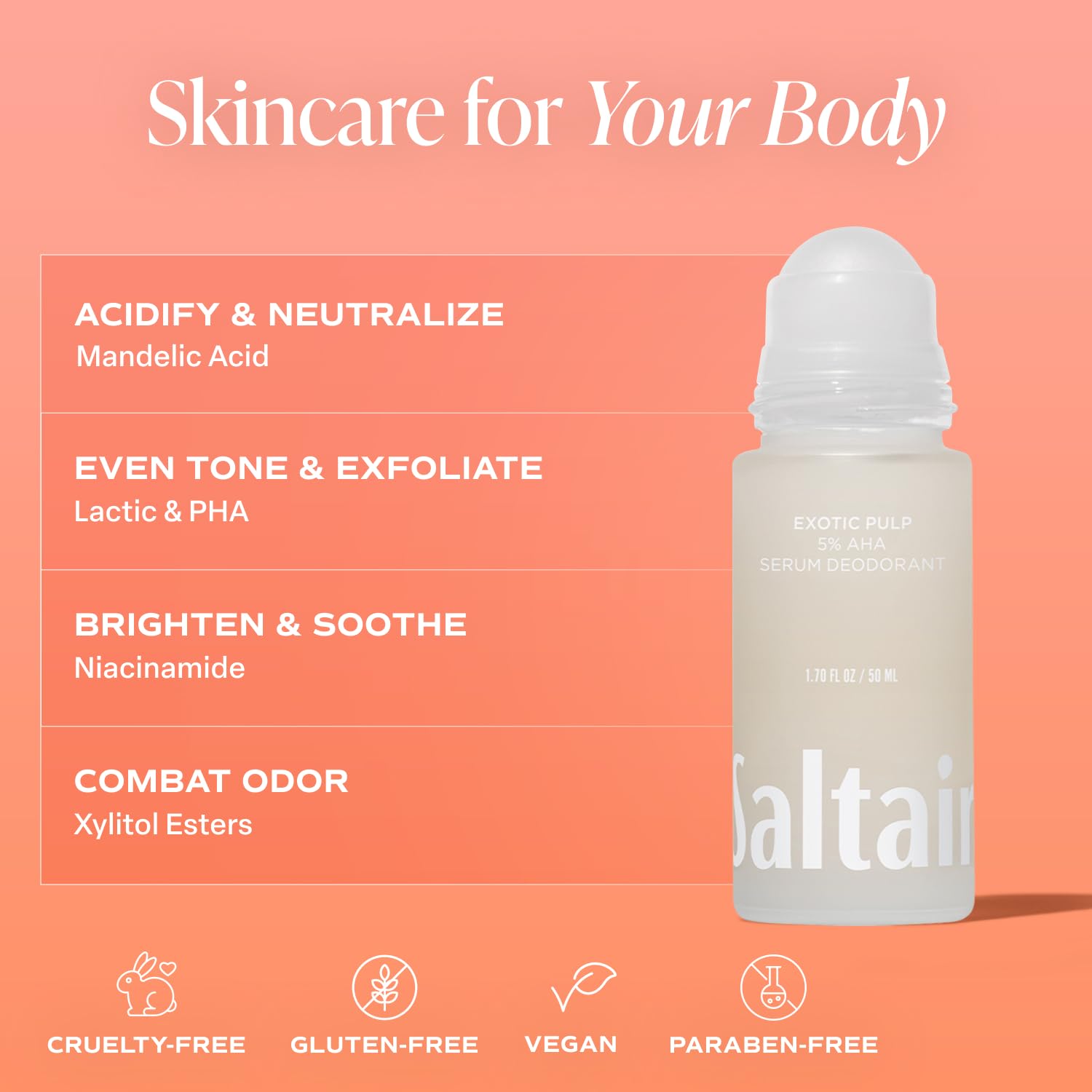 Saltair aluminum-free formula emphasizes gentle underarm care and odor control.