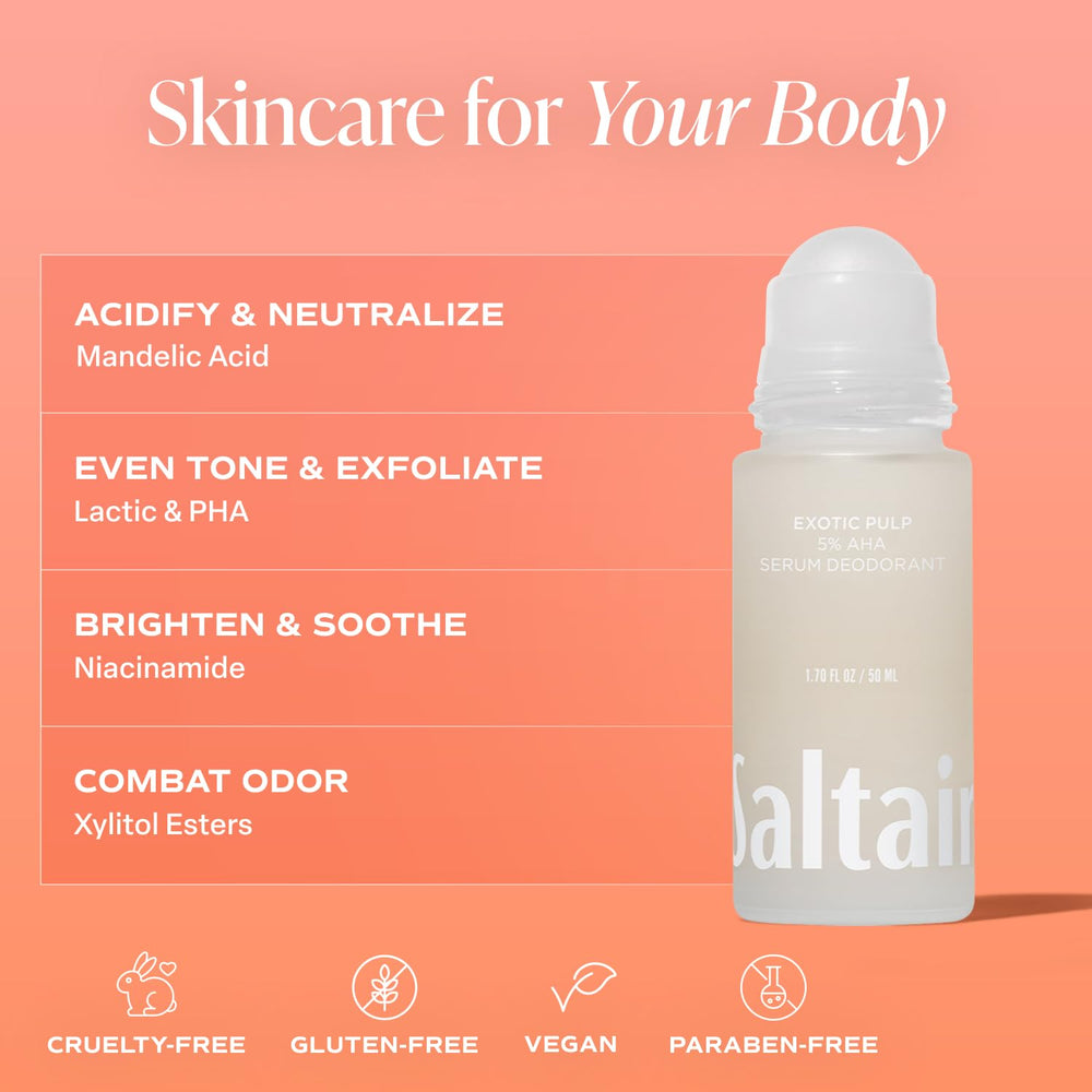 Saltair aluminum-free formula emphasizes gentle underarm care and odor control.