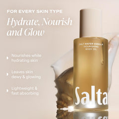 Saltair Body Oil vanilla fragrance evokes coastal vanilla notes for calming routine.