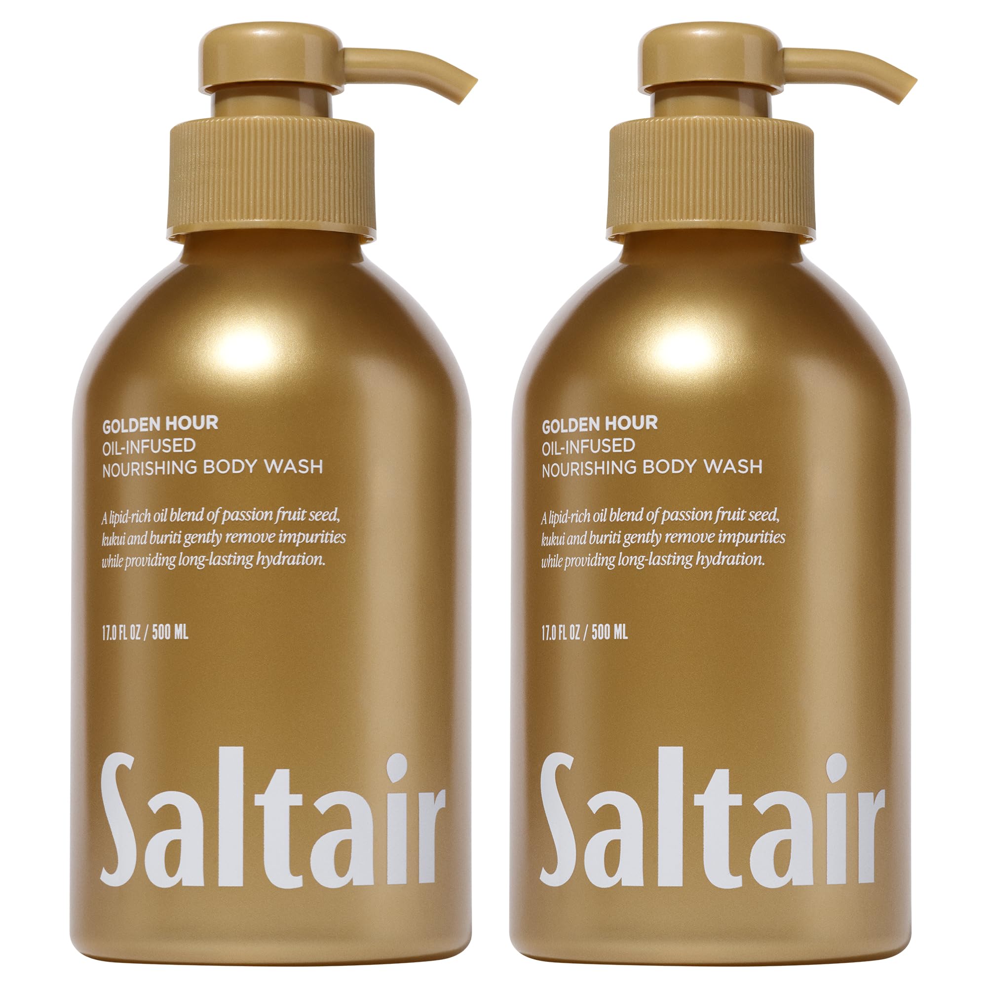 Saltair Golden Hour 2-pack bottles with pumps for daily moisturizing cleansing