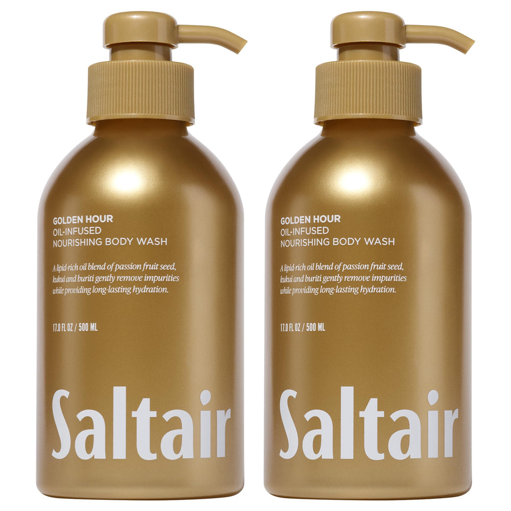 Saltair Golden Hour 2-pack bottles with pumps for daily moisturizing cleansing