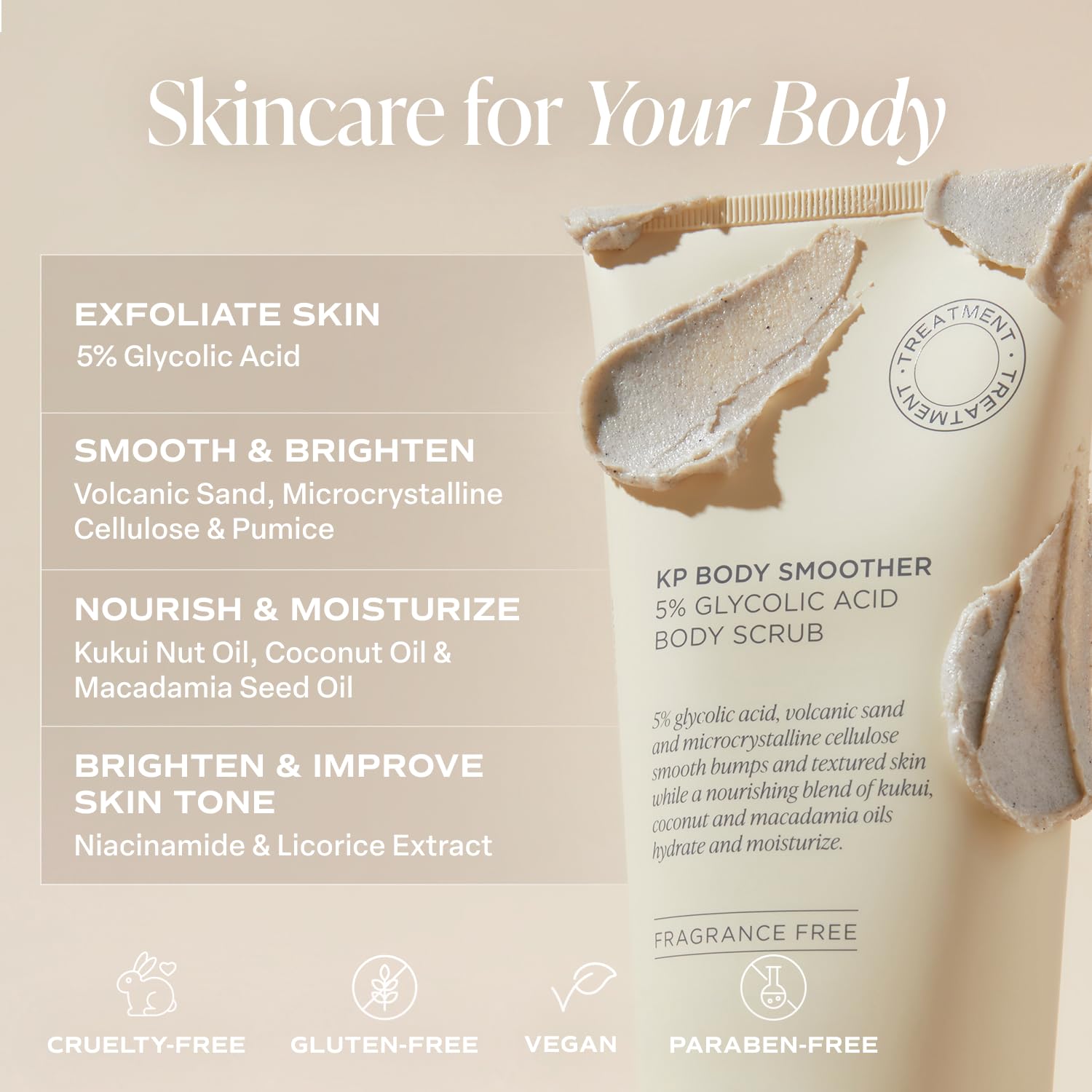 Niacinamide and Licorice Extract in Saltair KP Body Scrub for even tone potential.