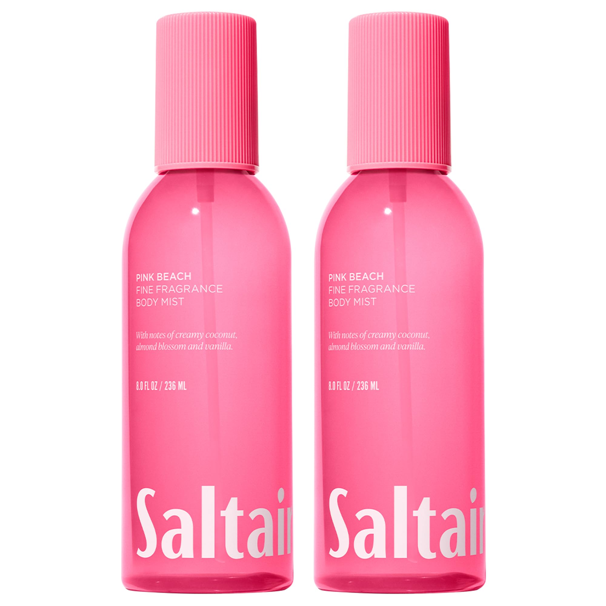 Saltair Body Mist Pink Beach bottle front view delivers a light coastal fragrance to skin