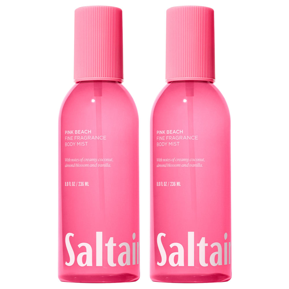 Saltair Body Mist Pink Beach bottle front view delivers a light coastal fragrance to skin