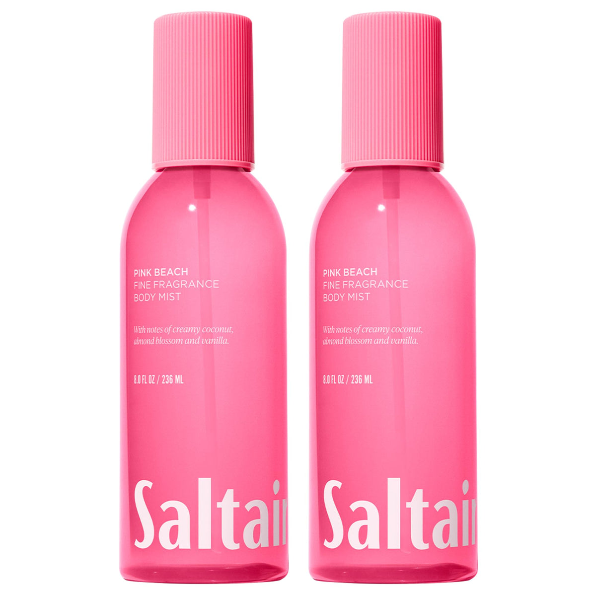 Saltair Body Mist Pink Beach bottle front view delivers a light coastal fragrance to skin