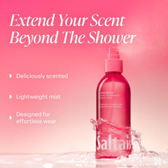 Saltair Pink Beach mist spray action for quick refreshment on the go