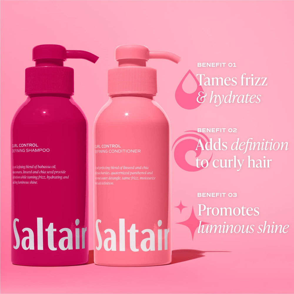 Saltair Product in use on curls demonstrates defined shapes.