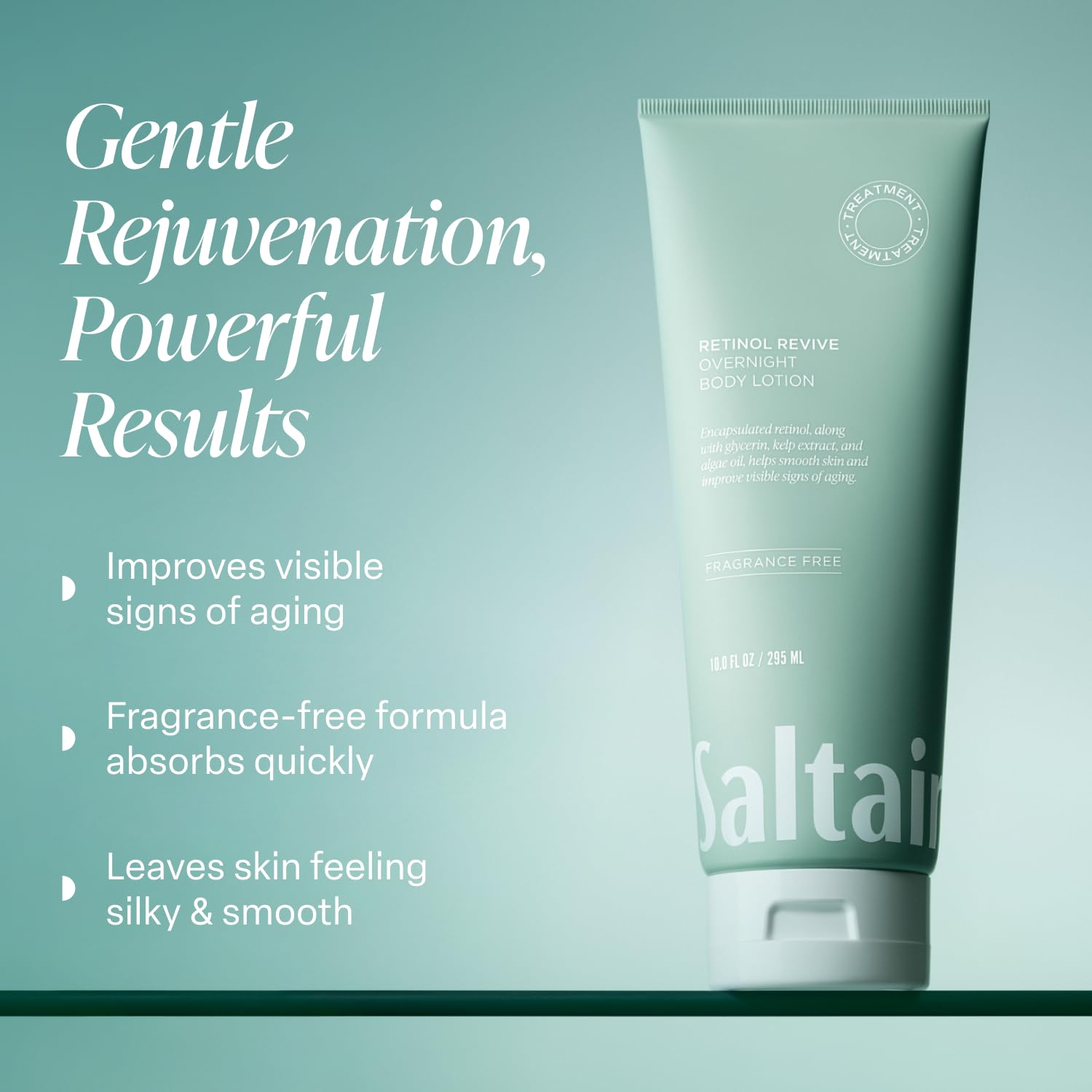 Closeup of Saltair Retinol Revive Night Lotion being applied to skin for smooth texture