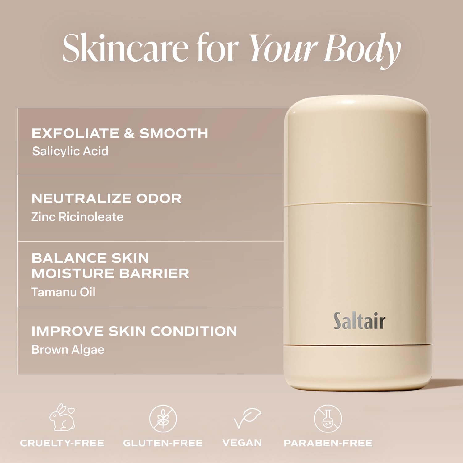Saltair Salt Water Vanilla Deodorant 2PK refillable case highlighting sustainable packaging