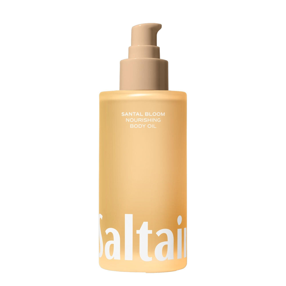 Saltair Santal Bloom bottle with pump delivers lightweight hydration for all skin types.