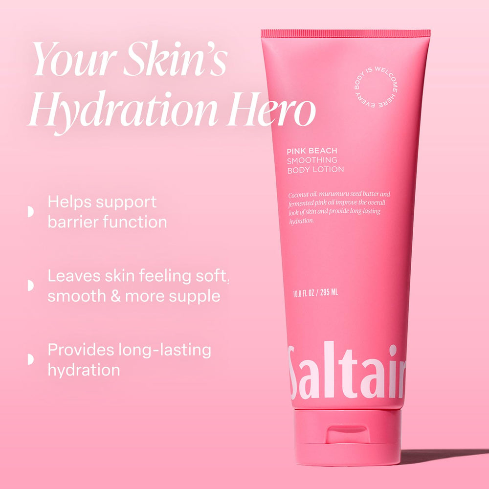 Saltair Santal Bloom bottle highlights floral-sandalwood profile for comforting moisturization.