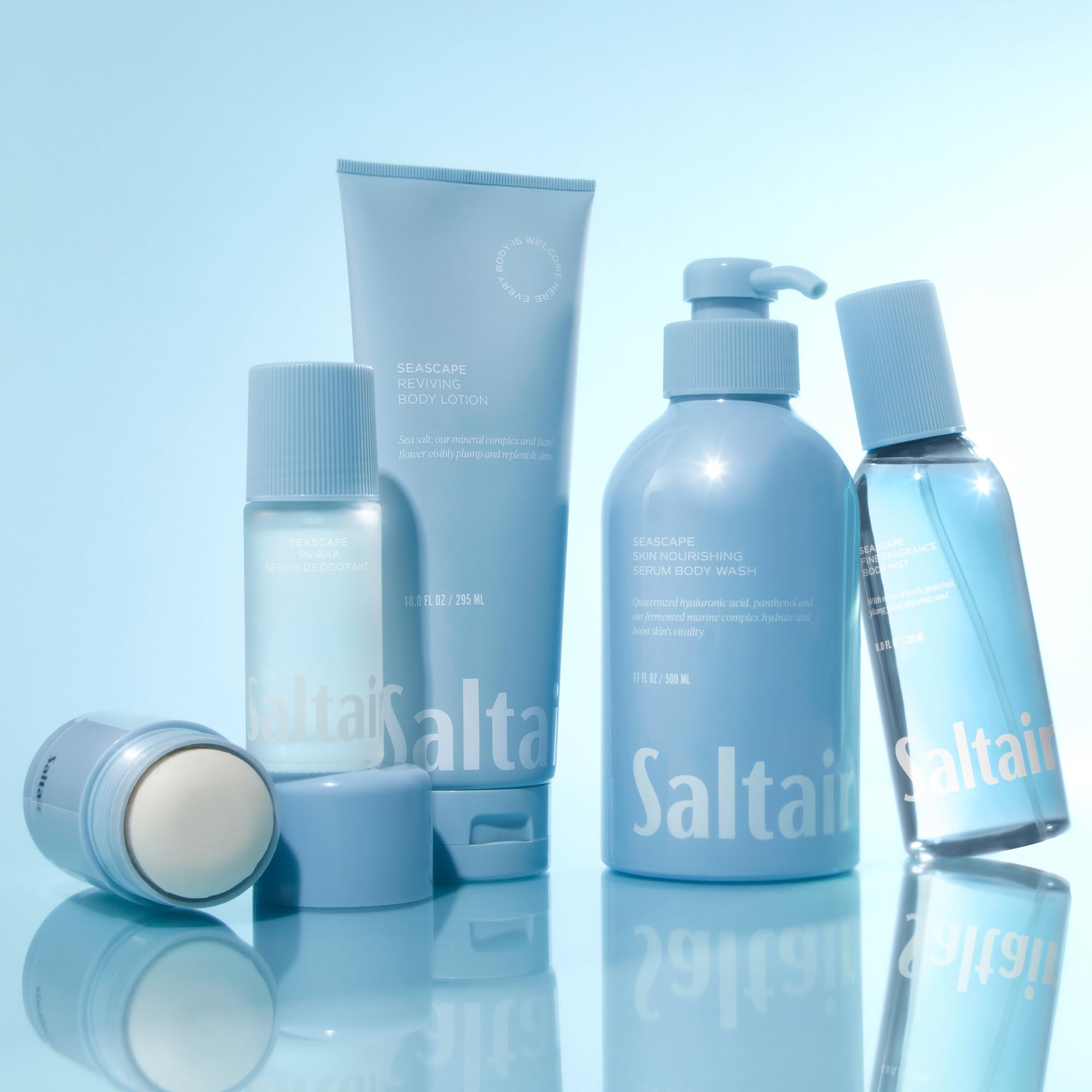 Two bottles in the Seascape 2-pack displayed for daily shower.
