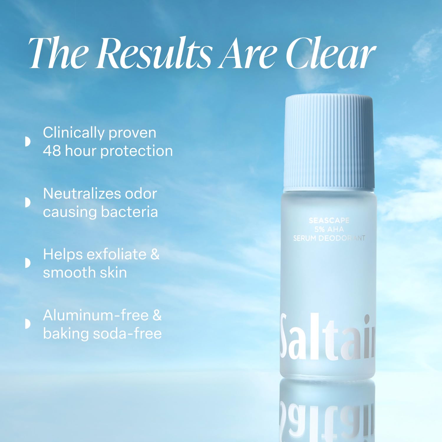 Saltair Serum Deodorant Seascape roll-on on the go for fresh, aluminum-free application.