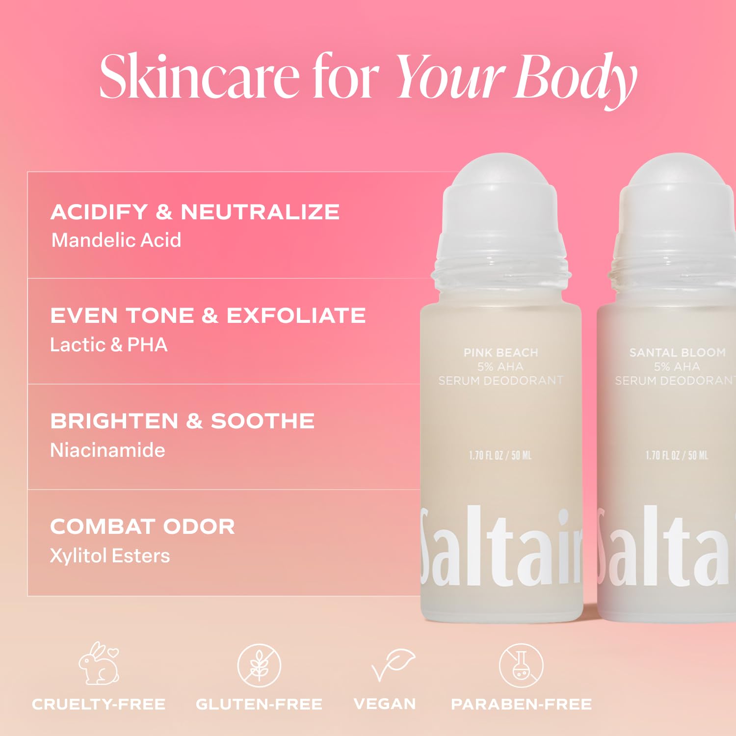 Saltair Serum Deodorant no white marks clear wear on skin