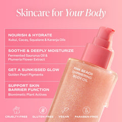Saltair Shimmering Body Oil being applied to damp skin for easy absorption.