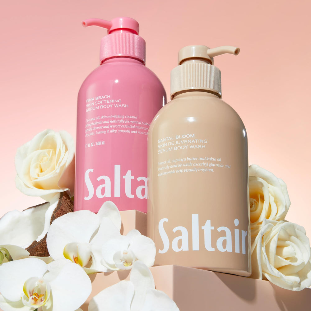 Saltair shower-ready moment with soft skin and subtle fragrance