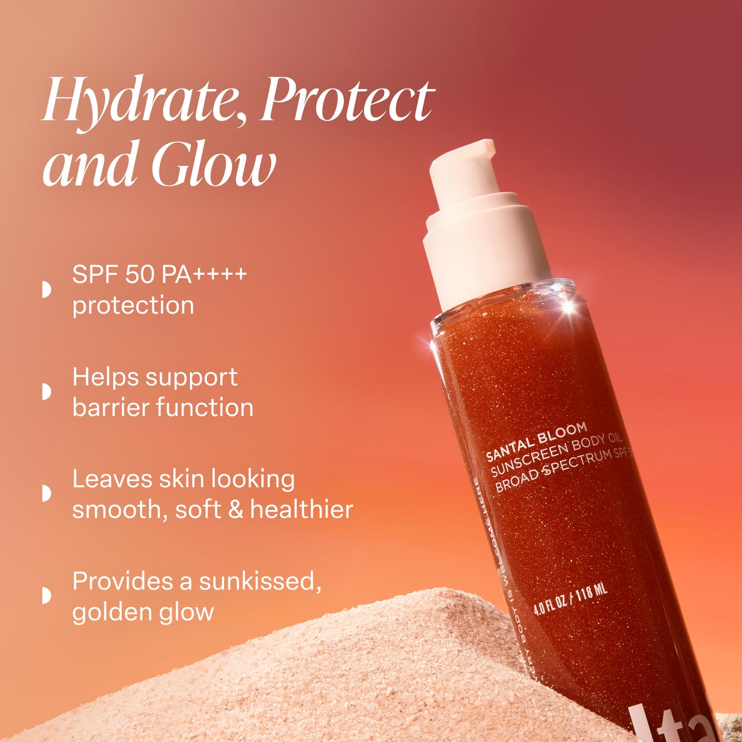 Saltair SPF Body Oil leaves skin with a dewy glow after application