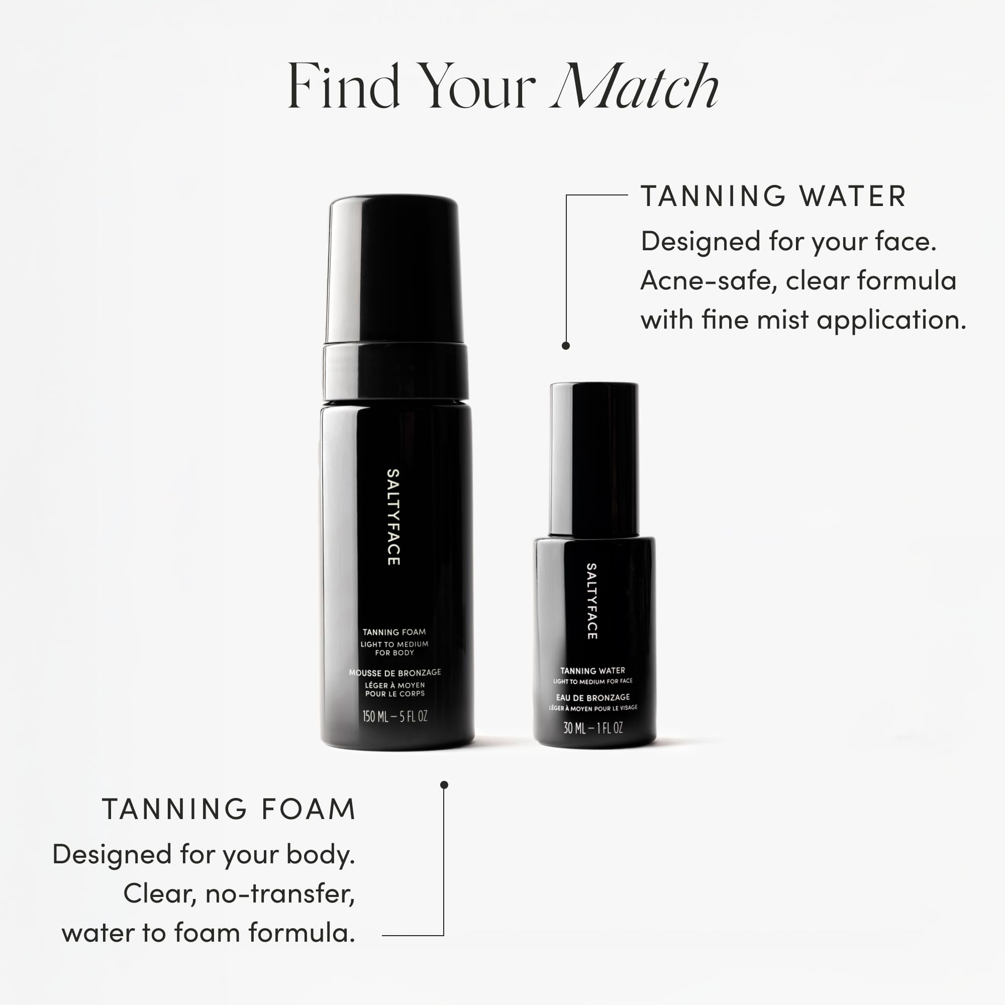 SALTYFACE tanning foam massage strokes help even development and finish.