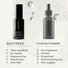 SALTYFACE Tanning Water hairline ears application shows precise blend.