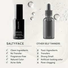 SALTYFACE Tanning Water universal-shades offers Light to Medium and Medium to Dark.