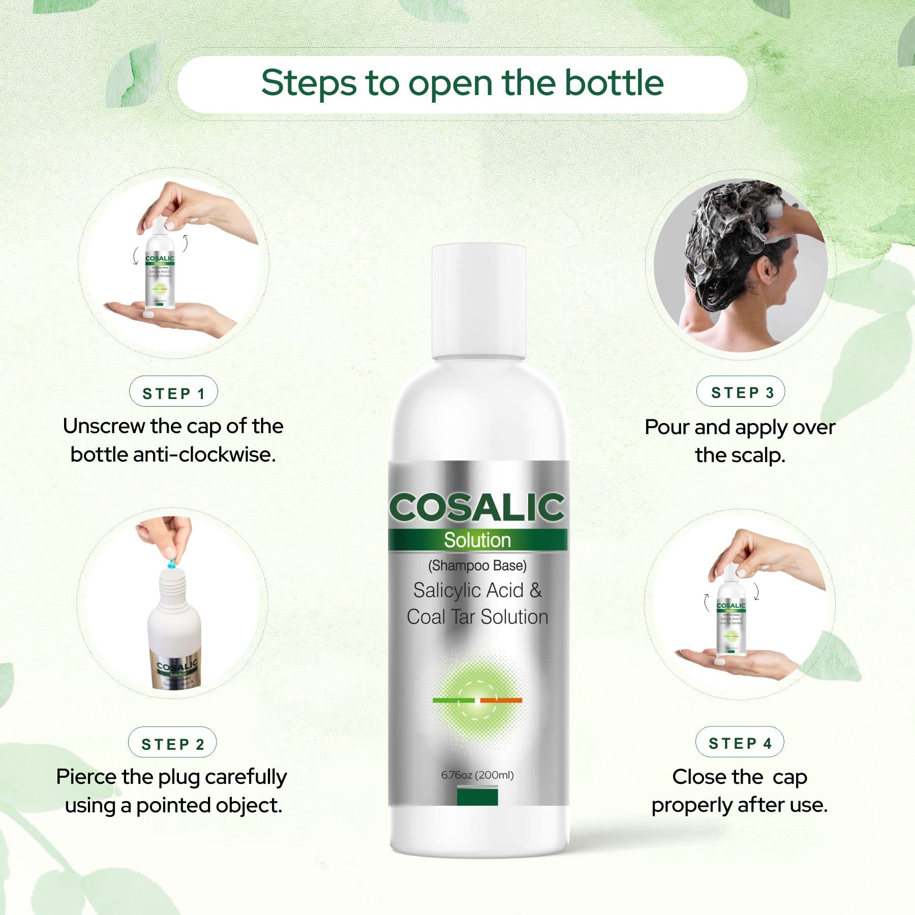 SALVE Cosalic shampoo application for psoriasis-prone scalps during routine wash