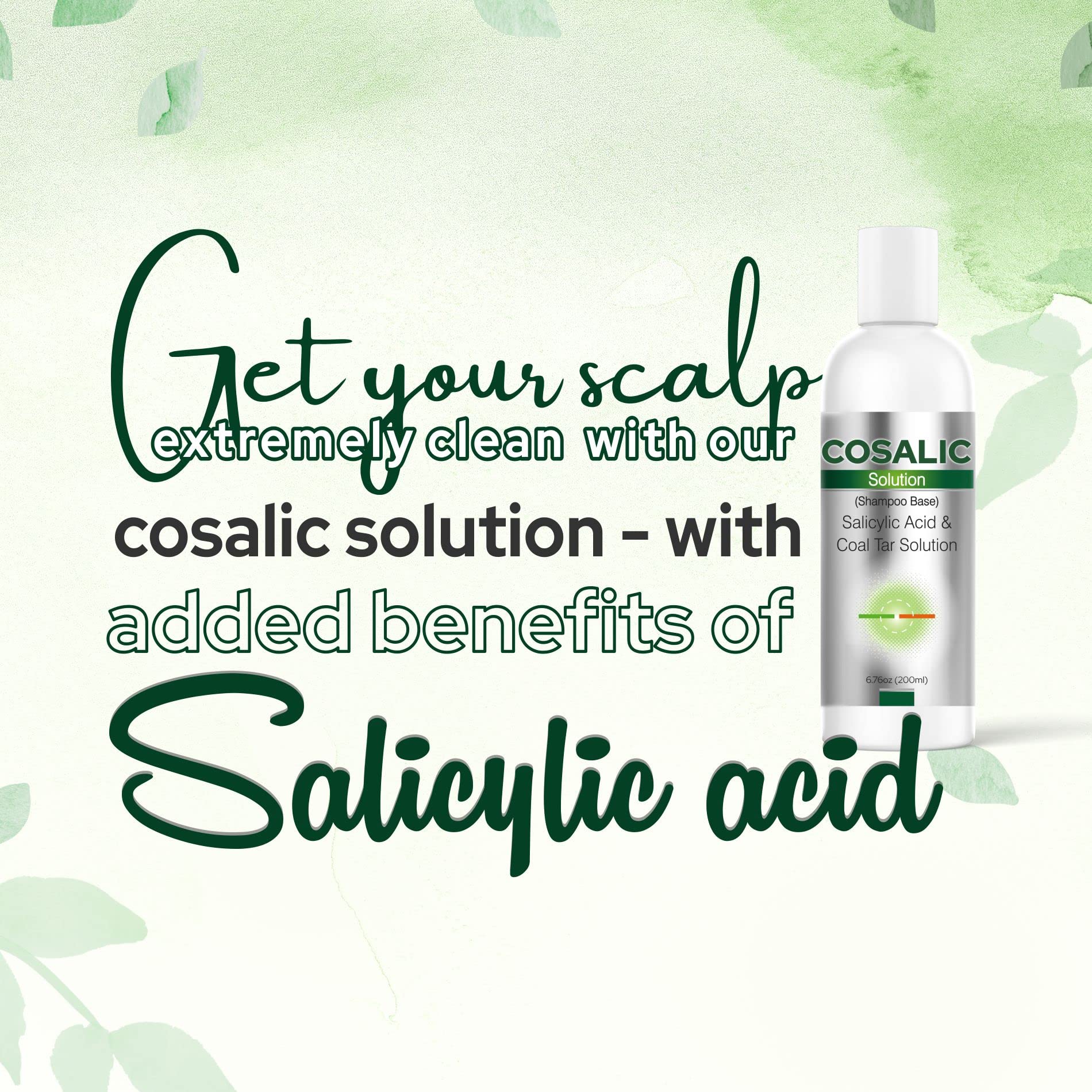 Close-up of SALVE Cosalic label highlighting salicylic acid and coal tar ingredients