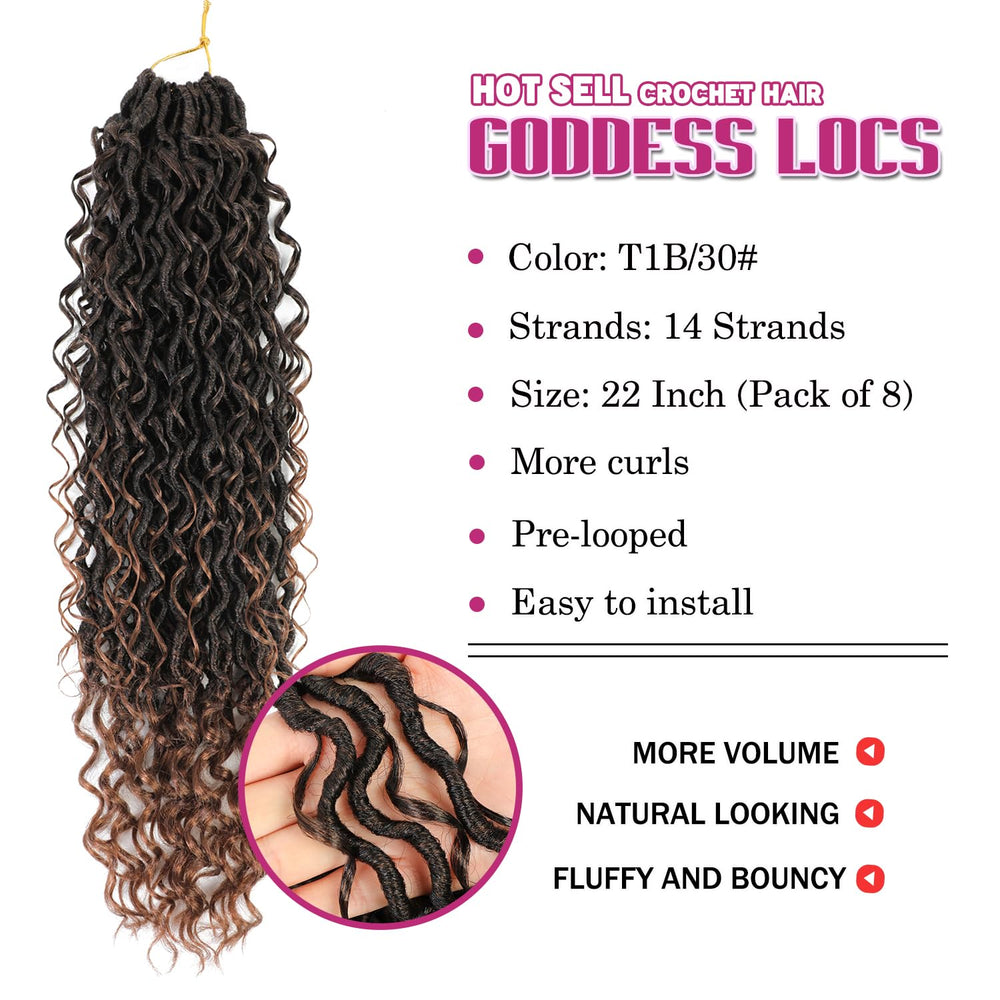 SAMBRAID 22-inch goddess locs with boho river-like curls.
