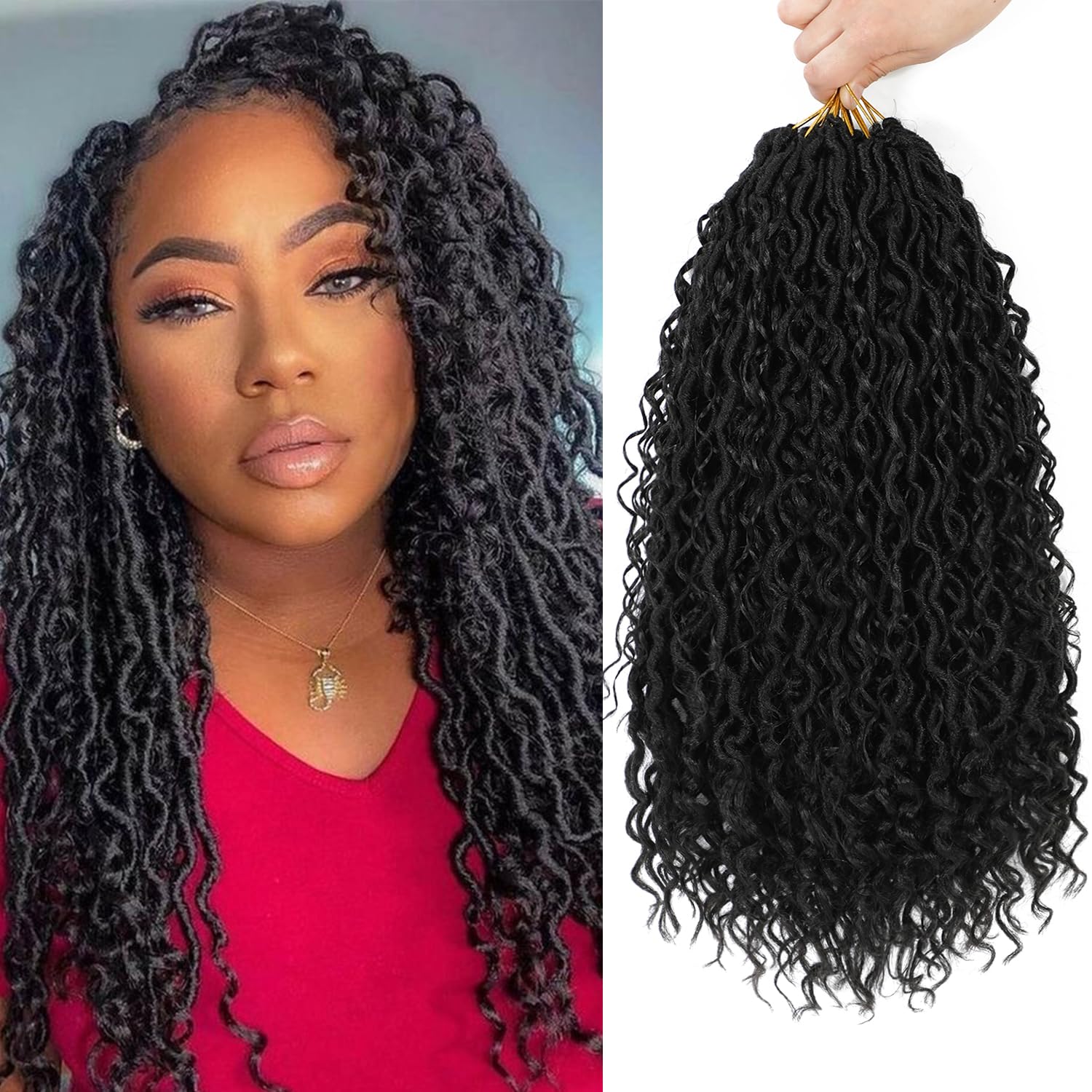 SAMBRAID goddess faux locs 18in in 1B for a full, natural-looking install.