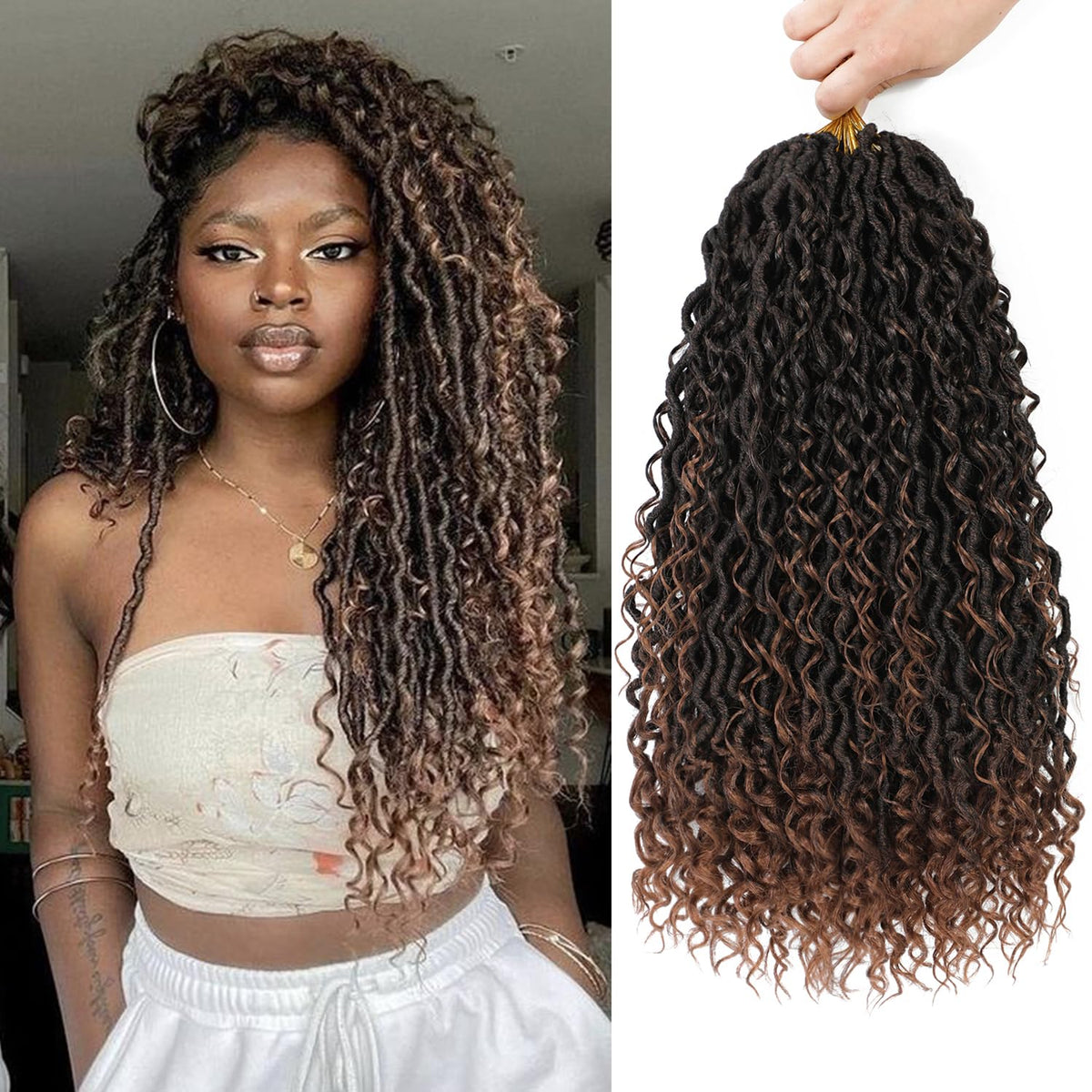 SAMBRAID Goddess faux locs eight packs for a full head-ready look.