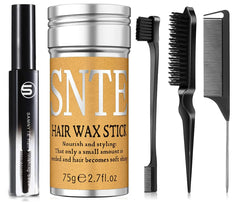 Samnyte Hair Wax Stick 5pcs Set package shows compact, portable styling kit for flyaway control.