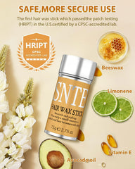 Samnyte Hair Wax Stick applying to hair to tame flyaways.