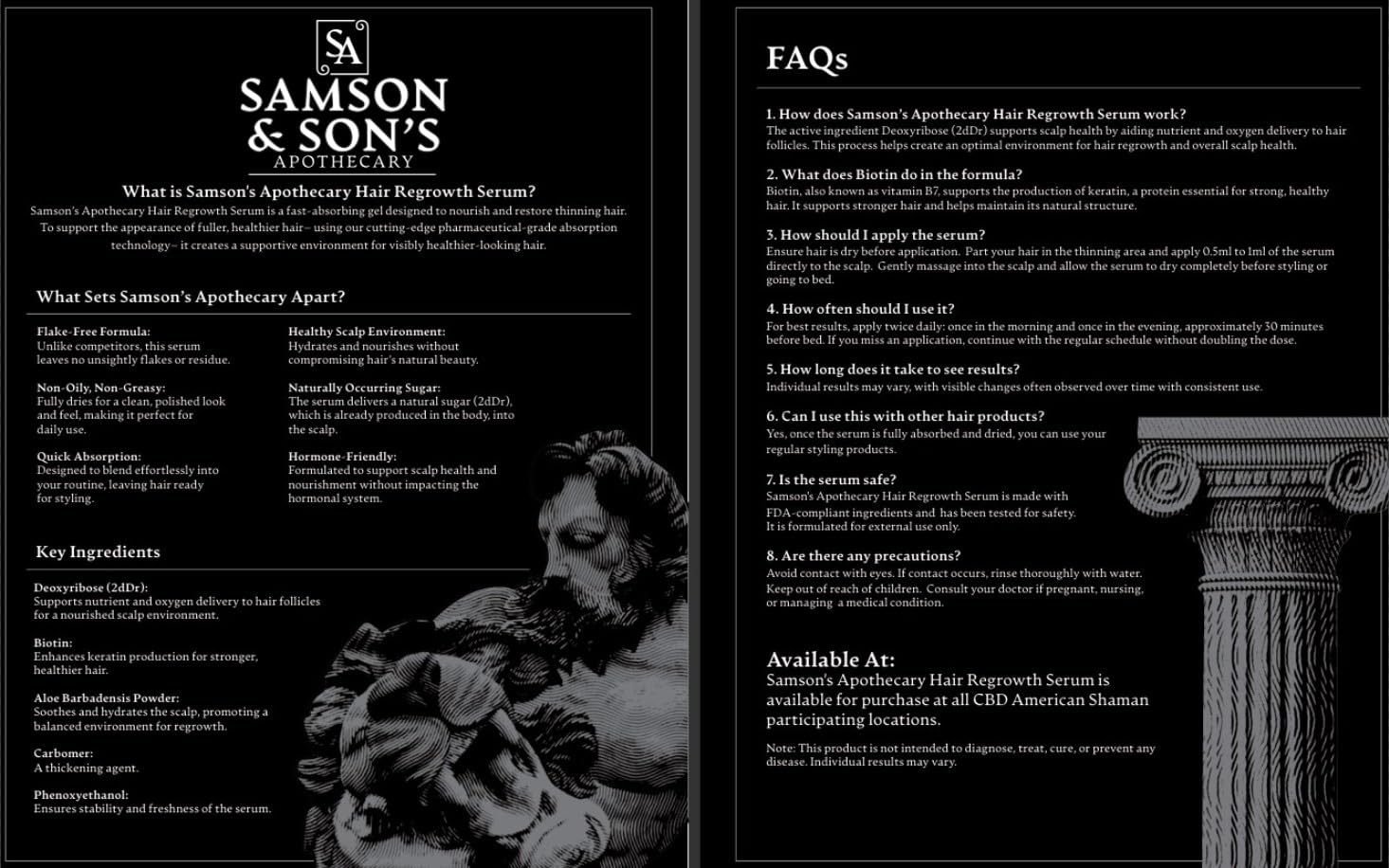Samson & Son's Hair Regrowth Serum 60ml bottle shot emphasizes compact size for travel.