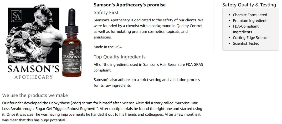 Samson's Apothecary Hair Regrowth Serum daily use scenario with clean finish