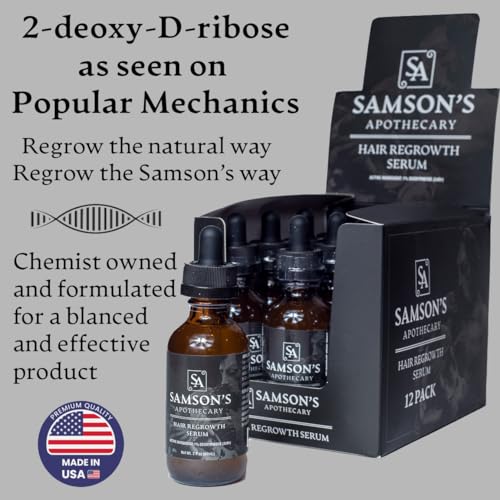 Samson & Son's Hair Regrowth Serum dropper application demonstrates precise dosing for scalp care.