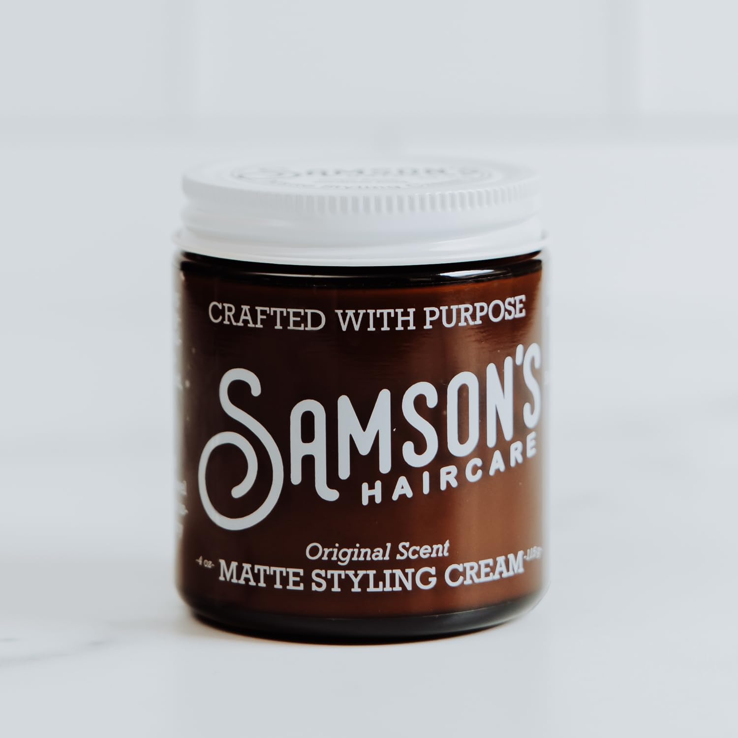 SAMSON'S HAIRCARE Matte Styling Cream texture highlights easy application.
