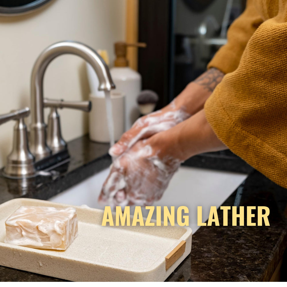 San Francisco Soap Co Man Bar closeup demonstrating rich lather