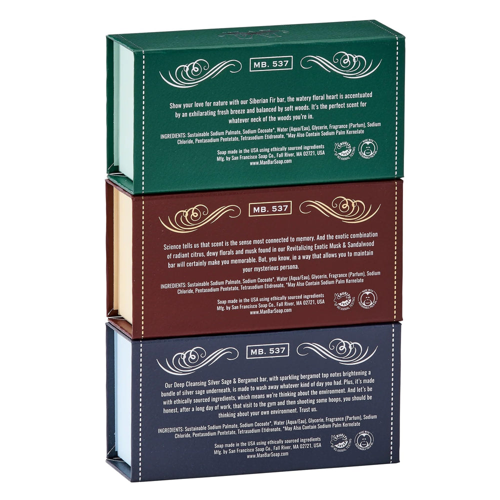San Francisco Soap Co Man Bar Silver Sage Bergamot closeup highlighting cleansing fragrance