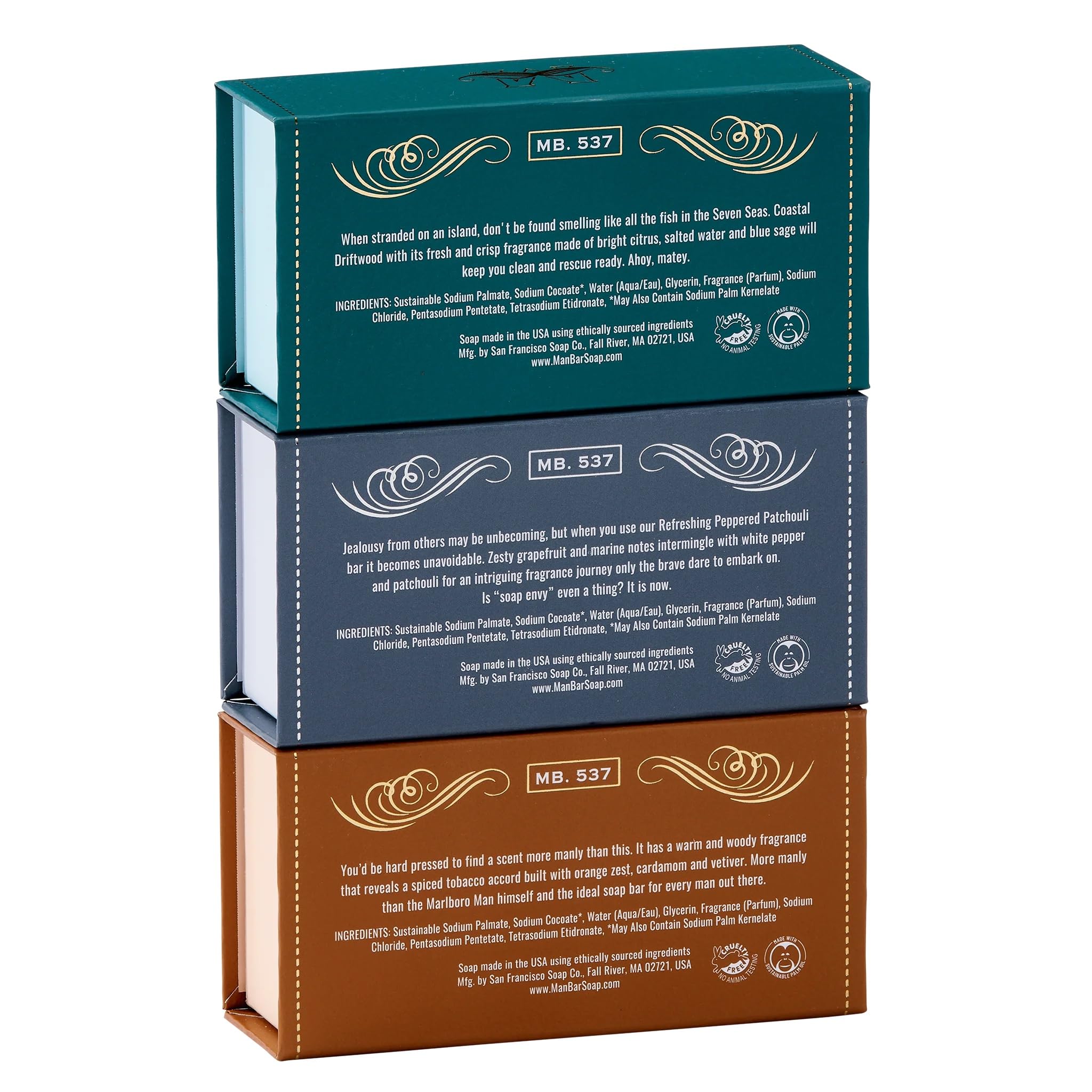 San Francisco Soap Company Peppered Patchouli bar with warm, earthy notes for a spa-like shower