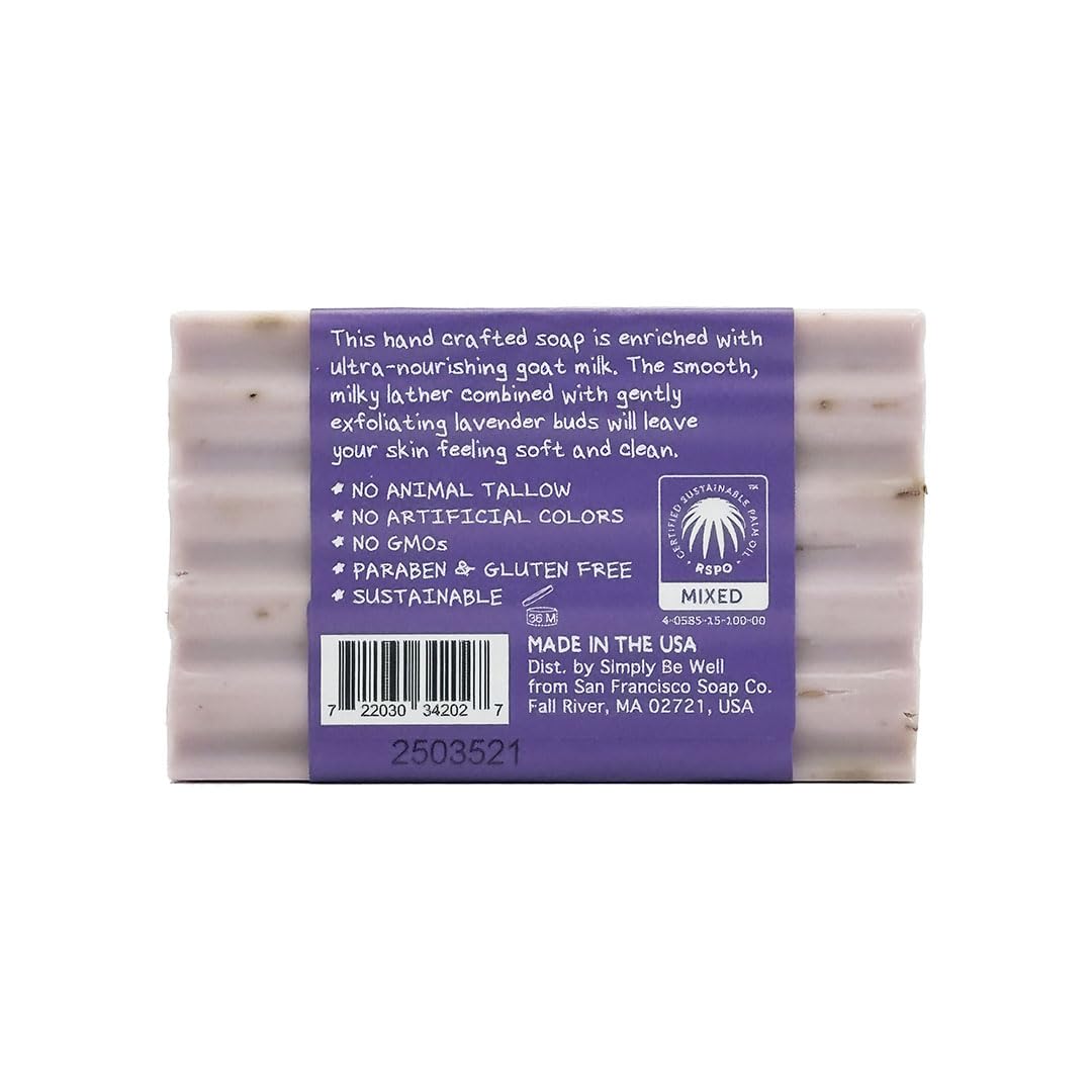 San Francisco Soap Company goat milk bar with lavender fragrance for a pampering cleansing.