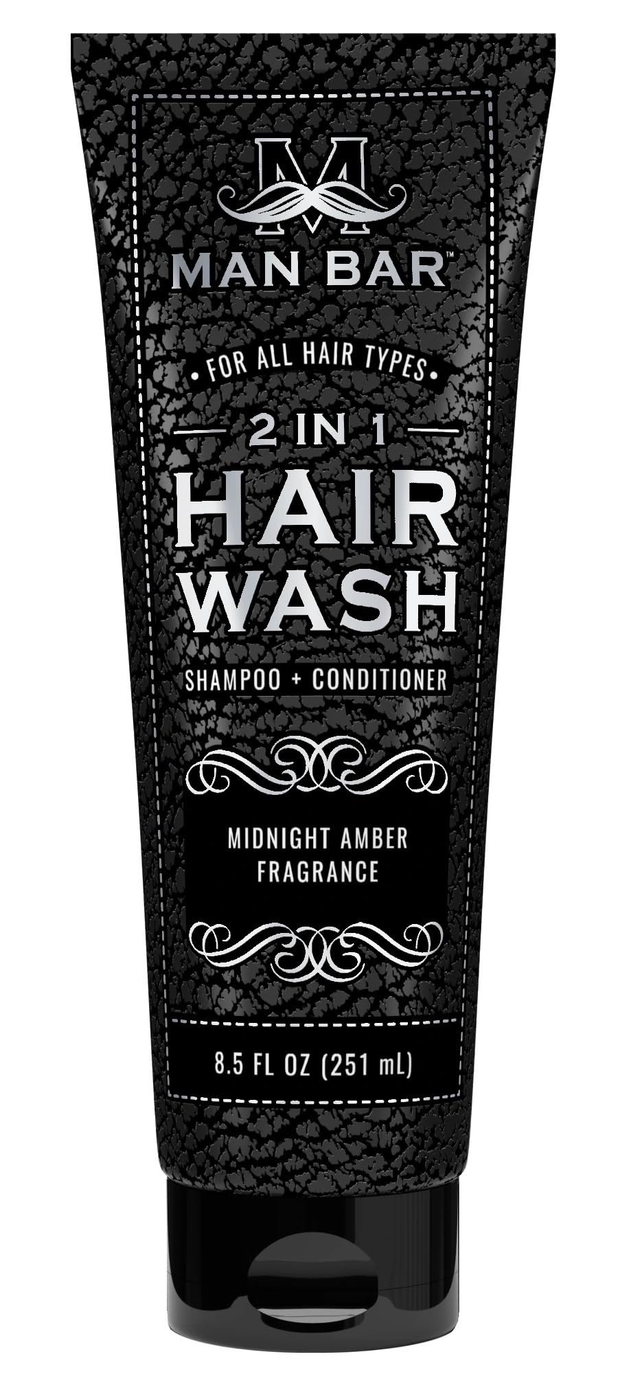 San Francisco Soap Company Man Bar Midnight Amber bottle closeup highlighting a refreshing fragrance for daily grooming