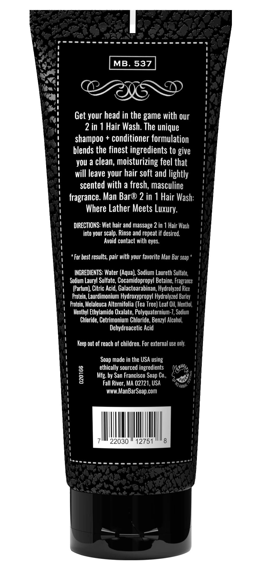 San Francisco Soap Company Man Bar 2-in-1 lather closeup with rich foam for easy wash