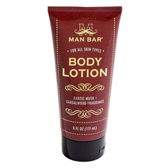 San Francisco Soap Company Man Bar Lotion Exotic Musk bottle demonstrates long-lasting hydration for daily rugged use