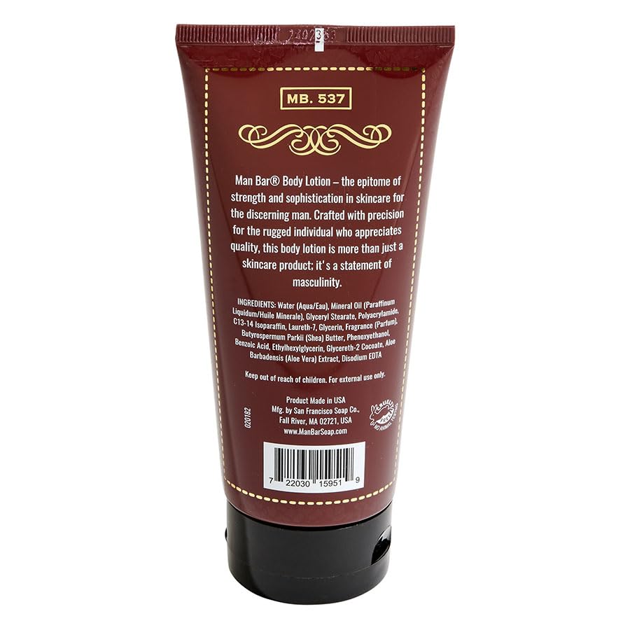 San Francisco Soap Company Man Bar Lotion Exotic Musk and Sandalwood jar supports soft skin after workouts