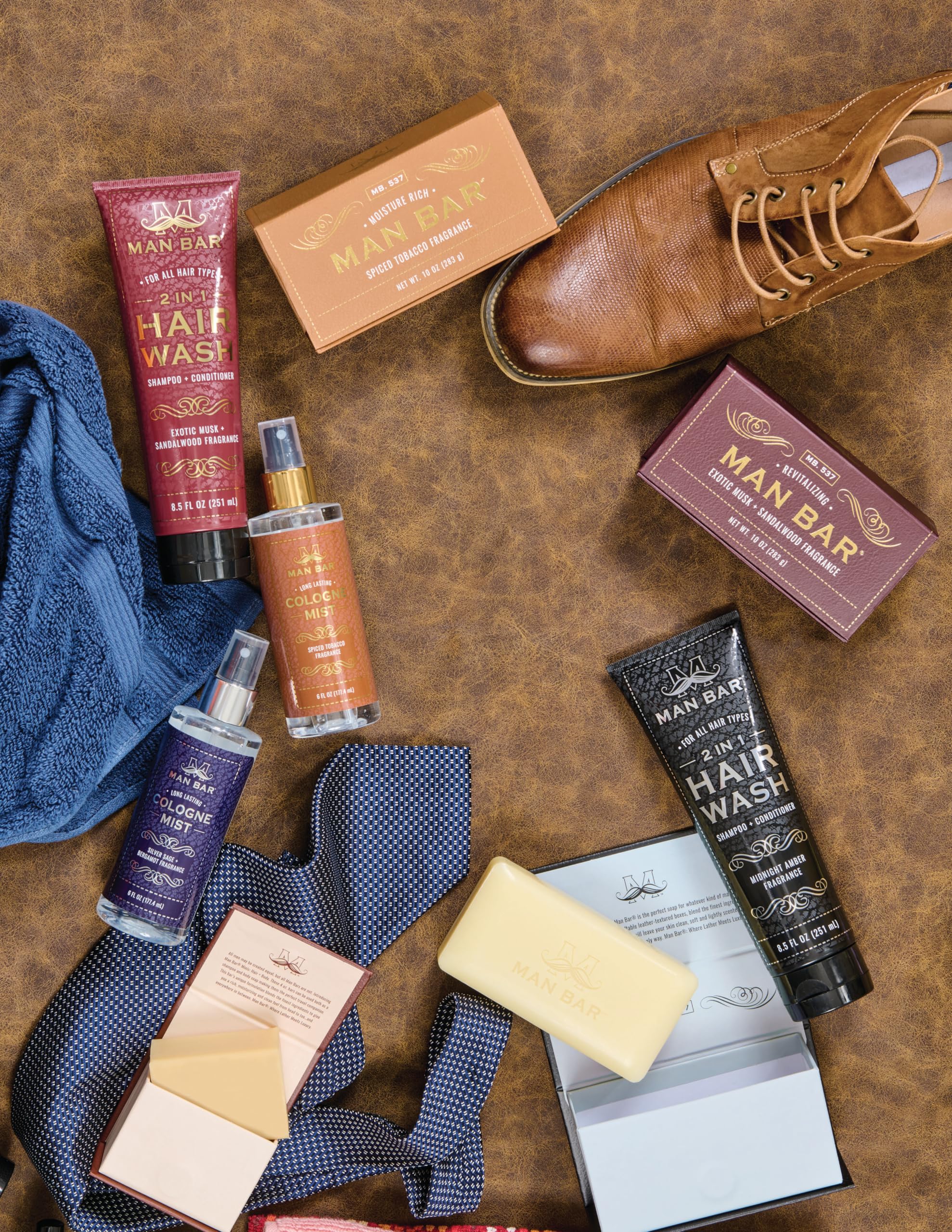 San Francisco Soap Company MAN BAR Midnight Amber lifestyle shot suggests versatile usage.