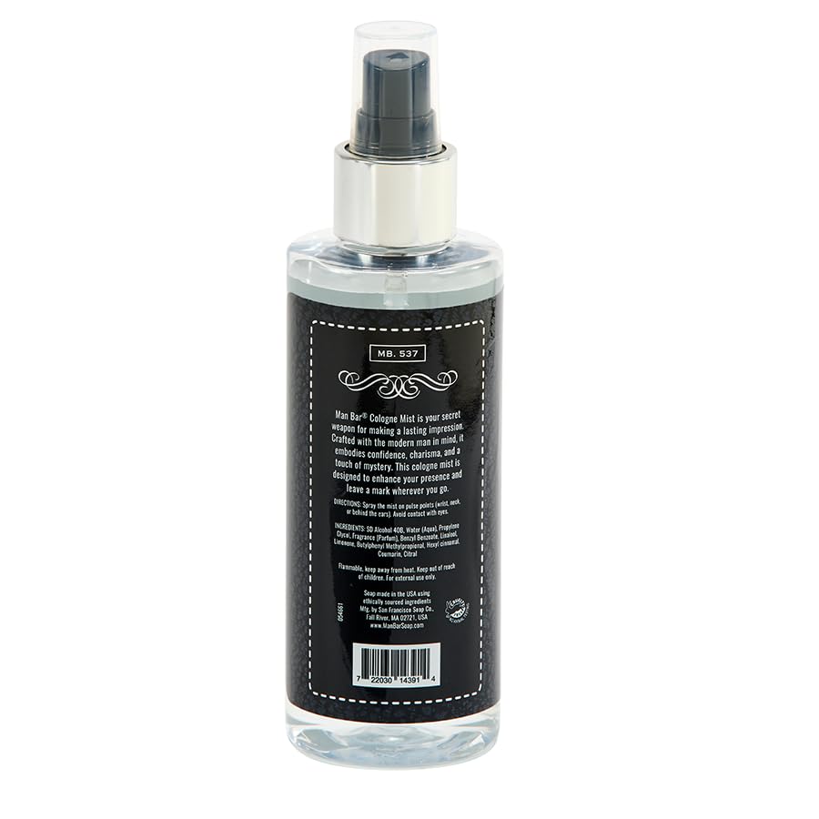 San Francisco Soap Company MAN BAR Midnight Amber pour delivers subtle pulse-point fragrance.