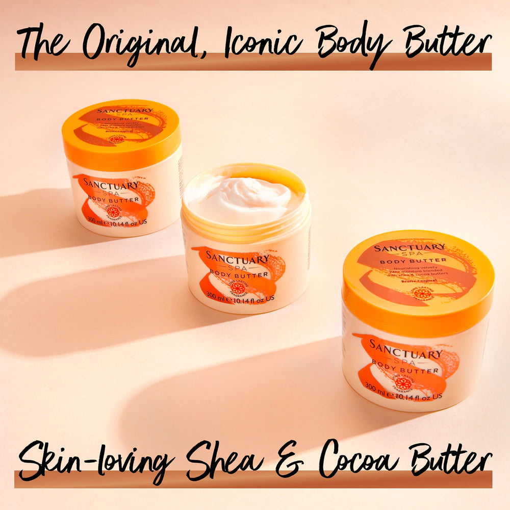 SANCTUARY Spa Body Butter shea butter richness for hydration and softness.