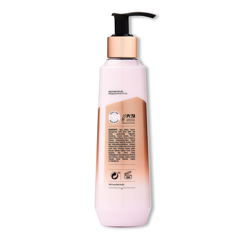 SANCTUARY Lily and Rose Body Lotion soft-skin result after application.