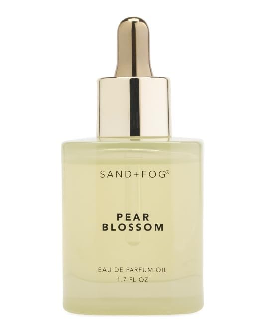 Sand and Fog Pear Blossom dropper bottle for all-day, long-lasting scent.
