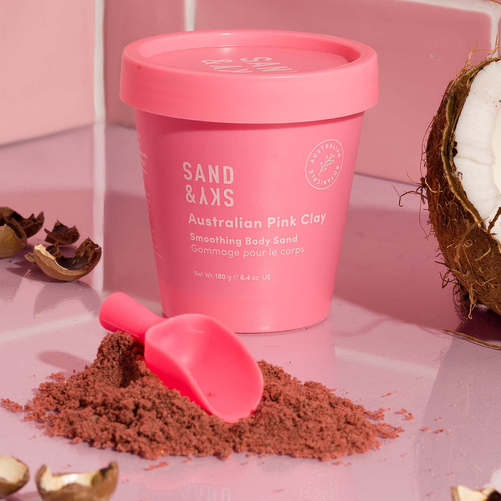 Biodegradable glitter adds radiant shimmer to Sand & Sky scrub.