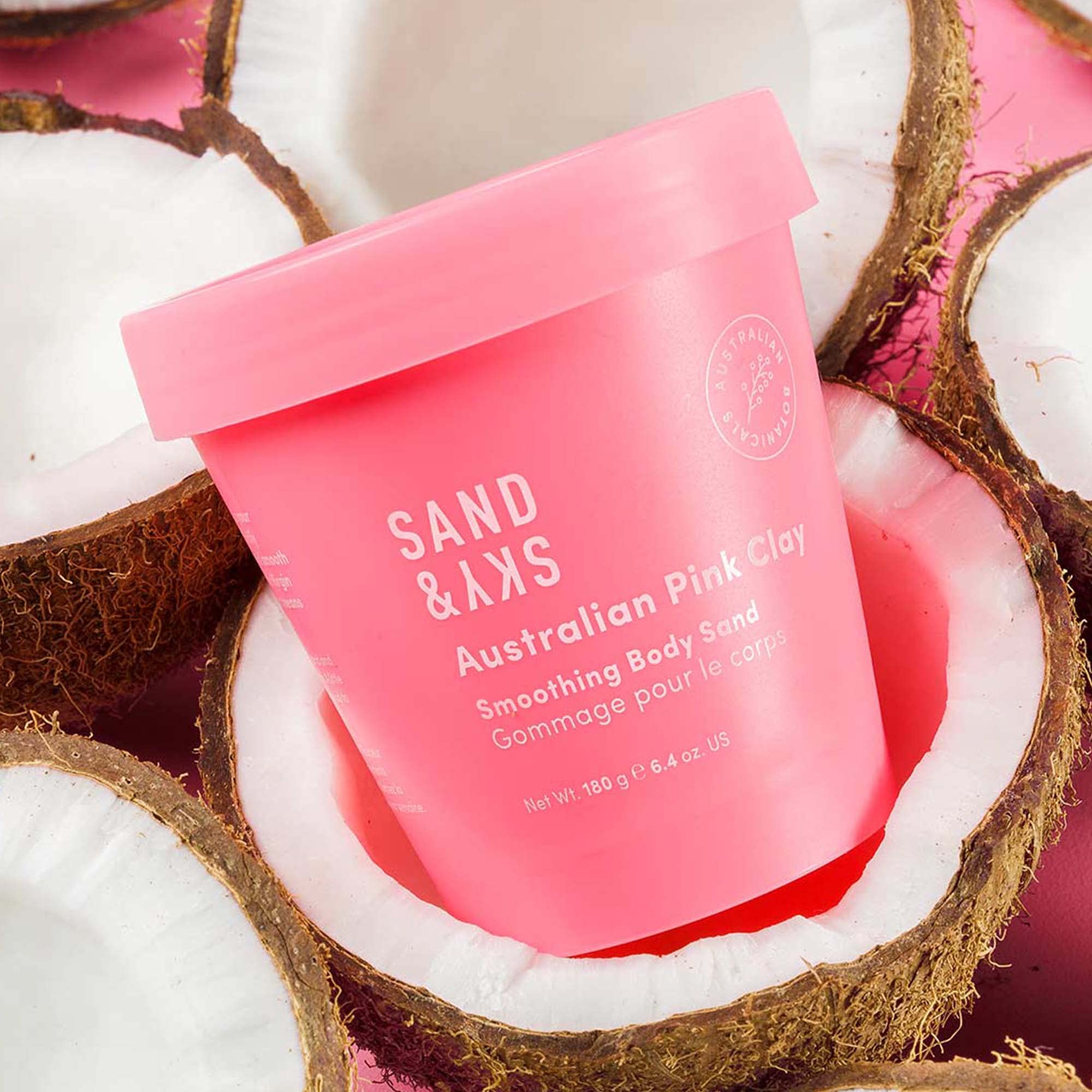 Included scoop enables mess-free application of Sand & Sky body scrub.